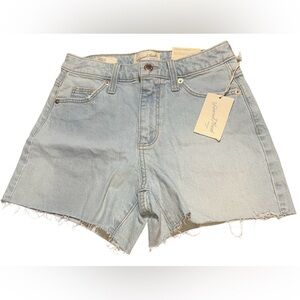 Universal Thread blue vintage stretch midi jean shorts frayed hem size 0 NWT